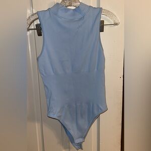 Elegant Sky Blue Sleeveless Bodysuit
